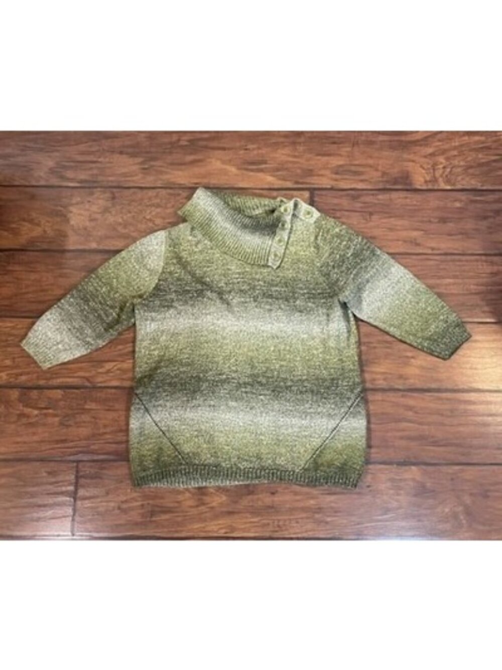 Women Size XL Woven Green Pullover Sweater Cowl Neck Ombré Cozy Casual Earth
